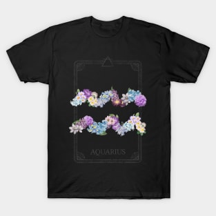 Floral Zodiac Sign: Aquarius T-Shirt